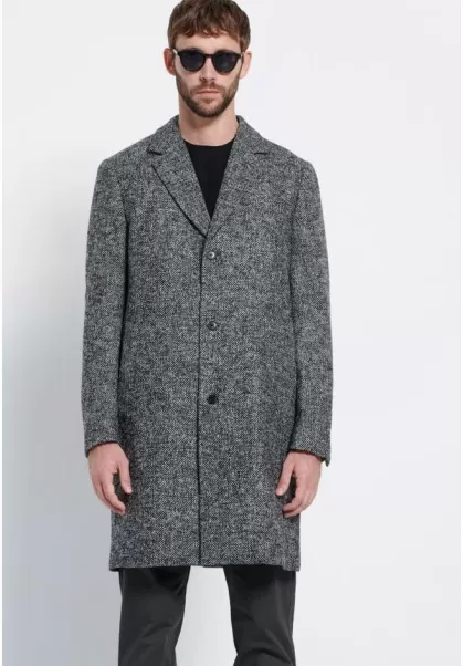 Men's Wool Blend Coat - Marron Label Men's Funky-Buddha Grey Well-Built Jackets & Coats