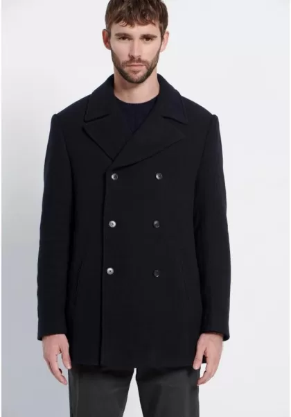 Men's Men's Wool Blend Coat - Marron Label Jackets & Coats Navy Coupon Funky-Buddha