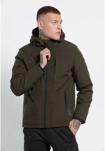 Jackets & Coats Funky-Buddha Functional Forest Green Men's Softsell Light-Padded Jacket Garage 55