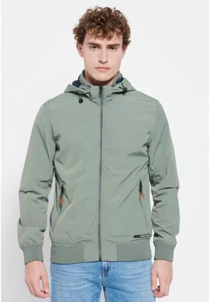 Dusty Green Funky-Buddha Lightweight Jacket With Detachable Hood Extend Jackets & Coats Men's