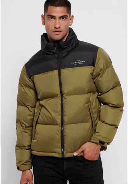 Men's Men's Outdoor Puffer Jacket Funky-Buddha Trusted Khaki Jackets & Coats