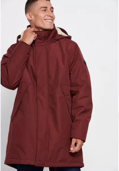 Bordeaux Funky-Buddha Uncompromising Men's Parka Jacket With Detachable Hood Jackets & Coats Men's