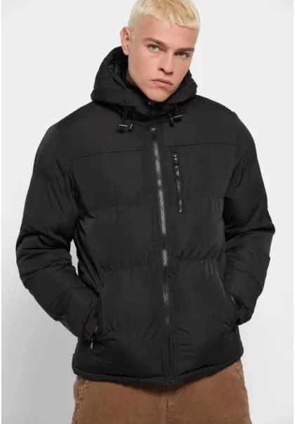 Men's Hooded Puffer Jacket Men's Funky-Buddha Price Meltdown Black Jackets & Coats