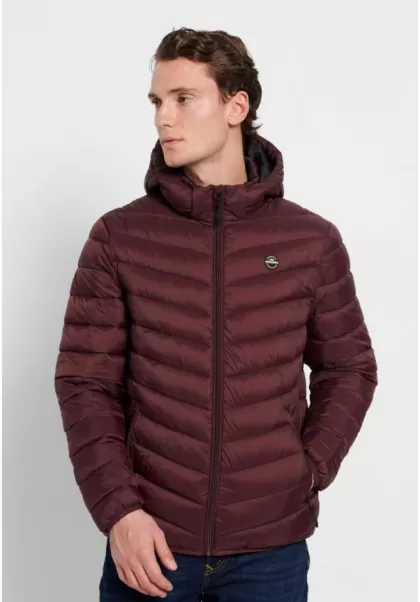 Funky-Buddha Men's Deep Red Jackets & Coats Professional Traveller Jacket With Detachable Hood
