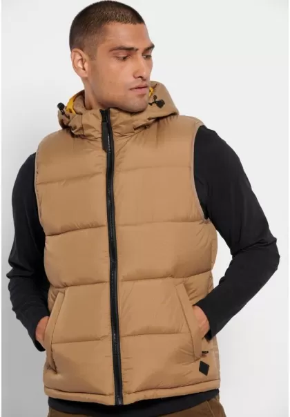 Cigar Funky-Buddha Padded Zip-Up Vest Jacket With Detachable Hood Efficient Jackets & Coats Men's