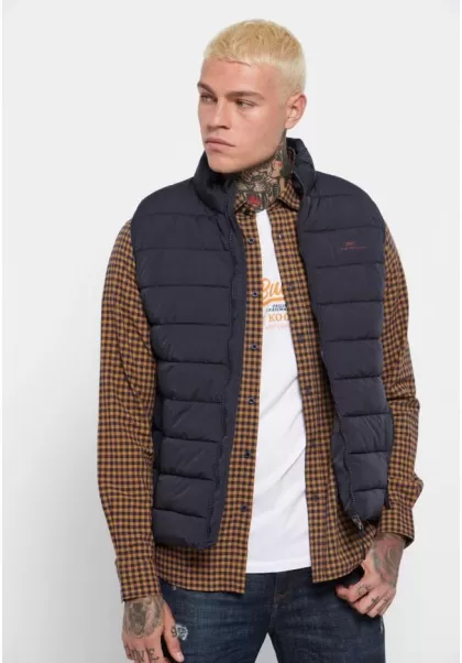 Men's Jackets & Coats Navy Funky-Buddha Sleek Light Padded Vest Jacket
