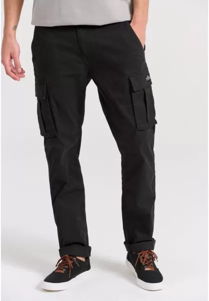 Men's Comfort Cargo Pants - The Essentials Durable Men's Funky-Buddha Trousers Black