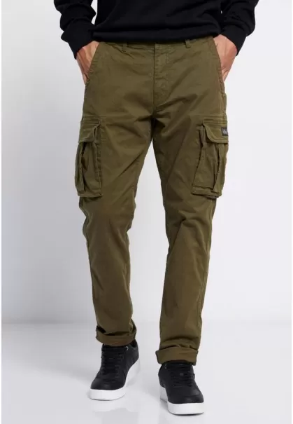 Trousers Men's Olive Customized Comfort Fit Cargo Pants Funky-Buddha