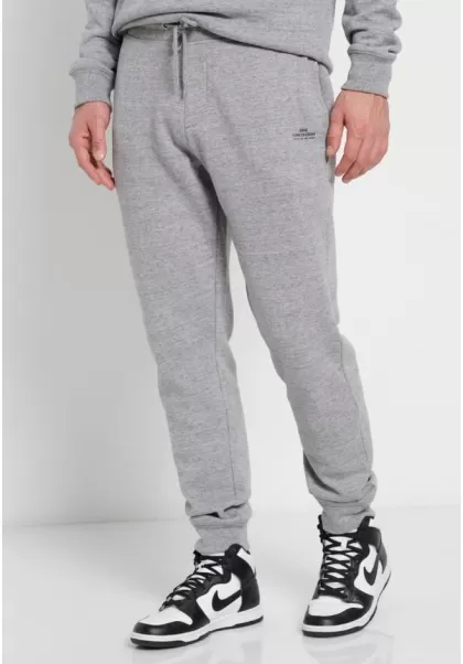Trousers Funky-Buddha Essential Cuffed Joggers Grey Mel Men's Sleek