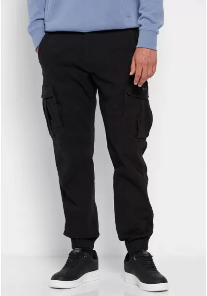 Men's Trousers Funky-Buddha Innovative Black All Over Printed Cargo Pants