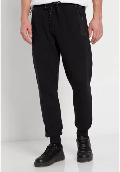 Trousers Men's Men's Loose Tapered Fit Joggers With Tech Zipper Black Sustainable Funky-Buddha