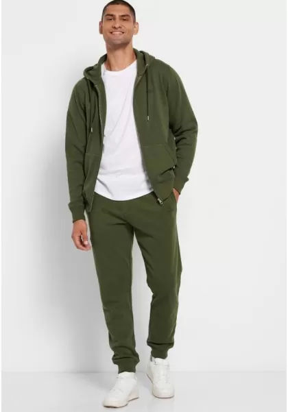 Funky-Buddha Trousers Essential Cuffed Joggers Men's Pine Green Now