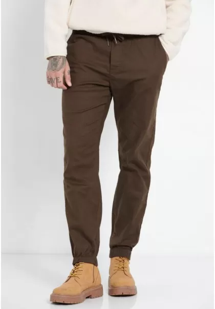 Relaxed Fit Chino Jacquard (Dobby) Chinos Men's Trousers Discount Funky-Buddha Khaki
