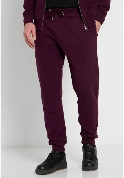 Essential Cuffed Joggers Men's Burgundy Funky-Buddha Modern Trousers