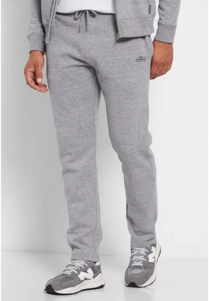 Funky-Buddha Men's Trousers Exclusive Men's Joggers With Printed Logo Grey Mel