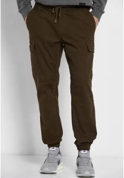 Trousers Relaxed Fit Yarn Dyed Cargo Pants Men's Hot Funky-Buddha Khaki