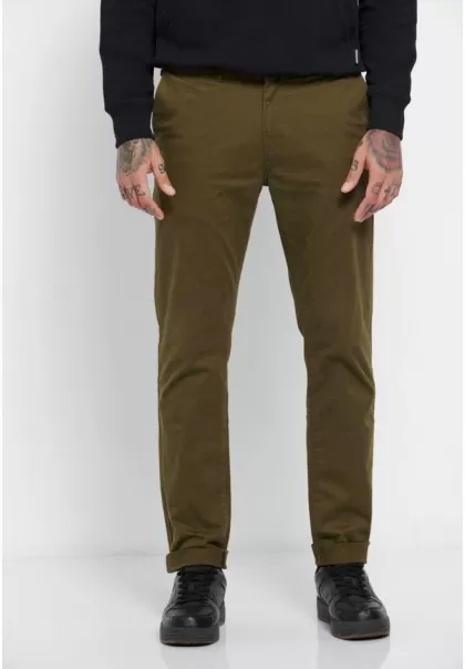 Funky-Buddha Men's Trousers Essential Comfort Fit Chinos Stylish Olive