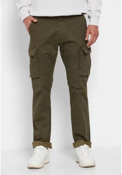 Funky-Buddha Men's Store Khaki All Over Printed Cargo Trousers Trousers