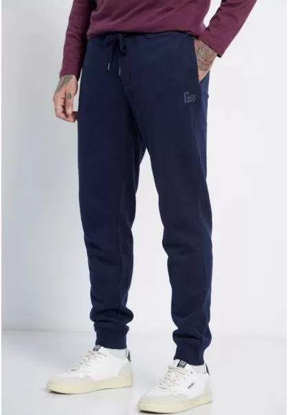 Men's Joggers With Printed Logo Garage 55 Easy Funky-Buddha Men's Navy Trousers