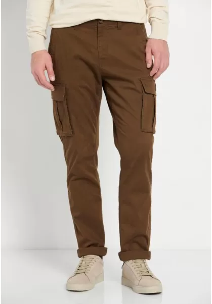 Men's Essential Comfort Cargo Pants Tailored Funky-Buddha Olive Trousers