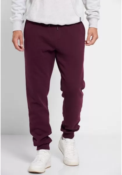 Essential Cuffed Joggers Men's Burgundy Trousers Funky-Buddha Refined