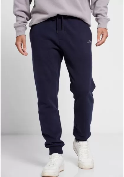 Men's Essential Cuffed Joggers Trousers Funky-Buddha Navy Cheap
