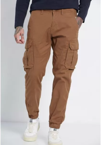 Men's High-Quality Cargo Pants With Cuffs Garage 55 Funky-Buddha Tobacco Trousers