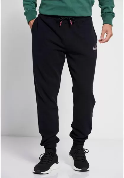 Trousers Cuffed Joggers With Printed Logo Black Quick Funky-Buddha Men's