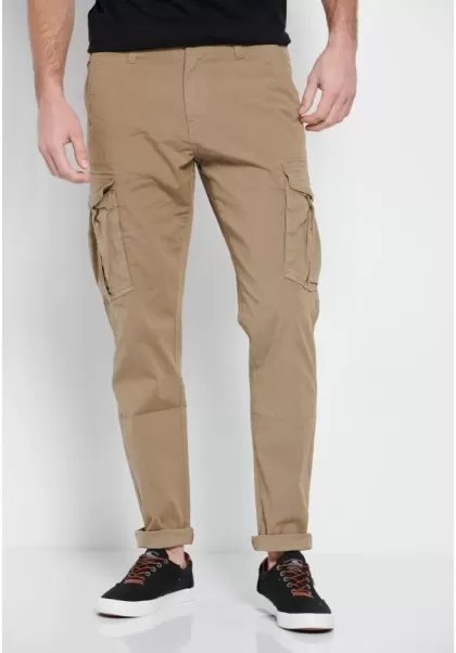 Luxurious Men's Trousers Garment Dyed Jacquard Cargo Trousers Funky-Buddha Beige