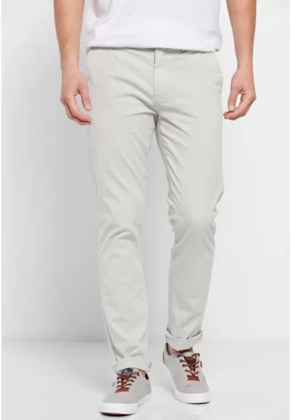 Essential Comfort Chinos Trousers Value Men's Silver Grey Funky-Buddha