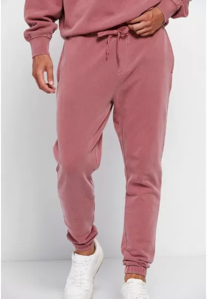Loose Fit Cuffed Joggers Funky-Buddha Dusty Rose Men's Trousers Unique