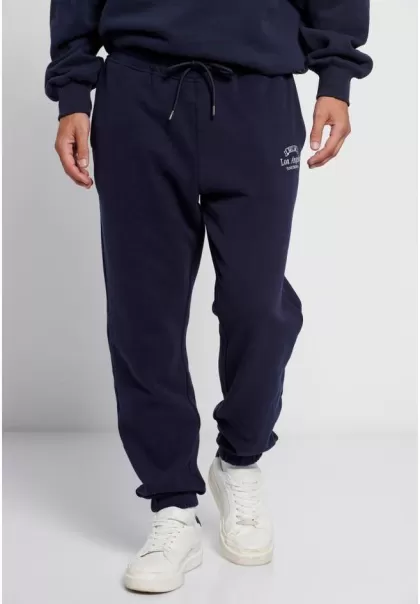 Navy Funky-Buddha Trousers Relaxed Fit Cuffed Joggers Chic Men's