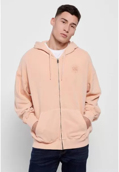 Men's Sweatshirts & Hoodies Peach Sand Funky-Buddha Oversized Zip Up Hoodie With Print Practical
