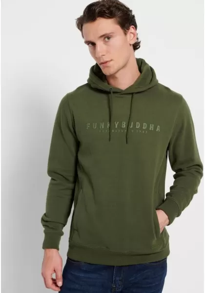 Professional Sweatshirts & Hoodies Overhead Hoodie With 3D Funky Buddha Print Men's Funky-Buddha Pine Green