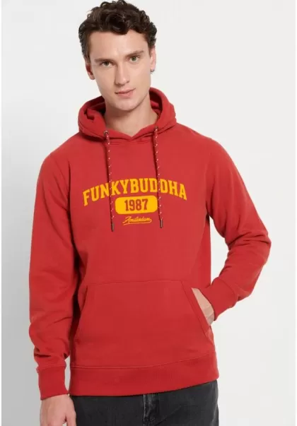 Sweatshirts & Hoodies Men's Overhead Hoodie With Chest Print Terracota Funky-Buddha Reliable