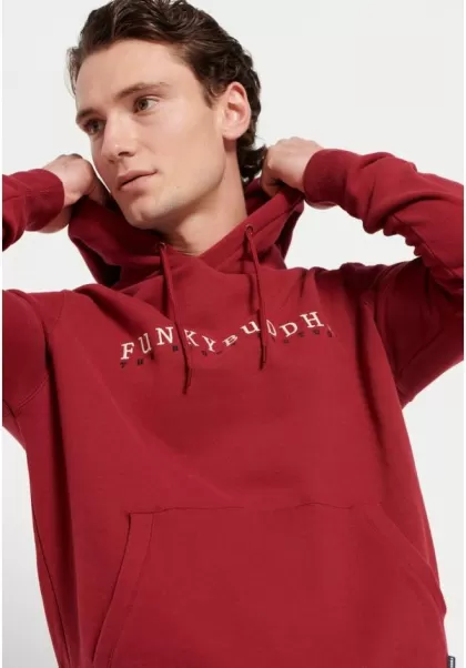 Men's Sweatshirts & Hoodies Overhead Hoodie With Branded Print Pioneer Cranberry Funky-Buddha
