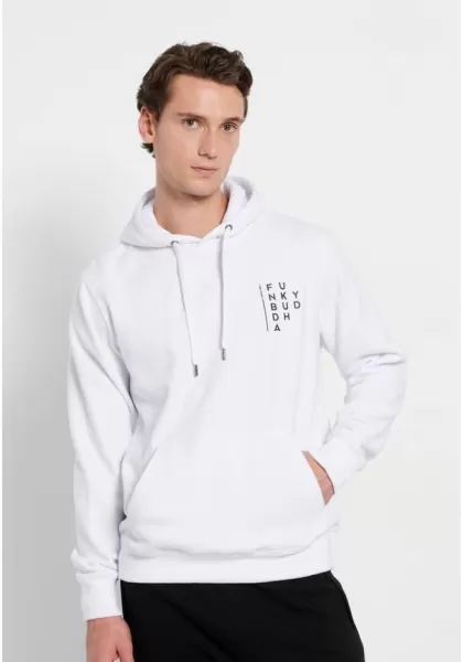 White Funky-Buddha Men's Loose Fit Overhead Hoodie With Print On The Back Professional Sweatshirts & Hoodies