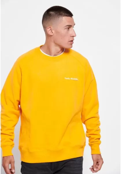 Organic Men's Crew Neck Sweatshirt With Funky Buddha Print Radiant Yellow Funky-Buddha Sweatshirts & Hoodies