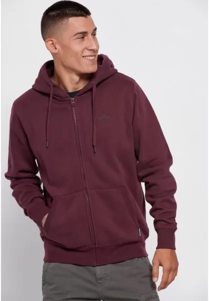 Essential Zip-Up Hoodie Funky-Buddha Rebate Sweatshirts & Hoodies Men's Burgundy