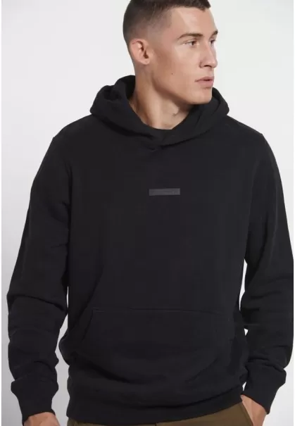 Men's Loose Fit Overhead Hoodie With Embroidery On The Back Funky-Buddha Sweatshirts & Hoodies Black Expert
