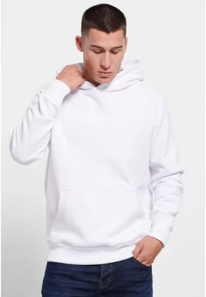 Sweatshirts & Hoodies Cut-Price Men's White Funky-Buddha Loose Fit Overhead Hoodie With Embroidery On The Back