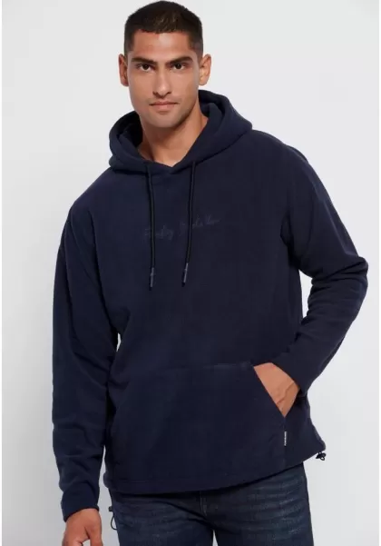 Navy Funky-Buddha Tested Men's Sweatshirts & Hoodies Overhead Hoodie In Fleece Fabric