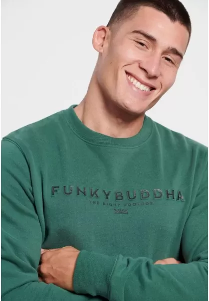 Funky-Buddha Antique Green Men's Serene Sweatshirts & Hoodies Crew Neck 3D Printed Sweatshirt