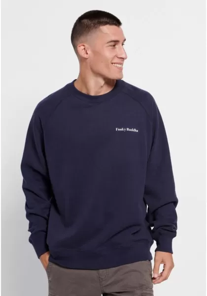 Amplify Funky-Buddha Sweatshirts & Hoodies Navy Crew Neck Sweatshirt With Funky Buddha Print Men's