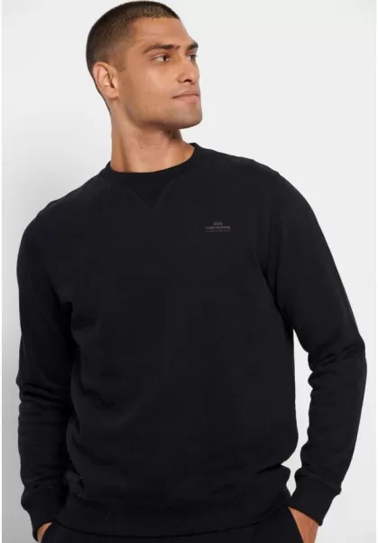 Compact Funky-Buddha Black Essential Crew Neck Sweatshirt Men's Sweatshirts & Hoodies
