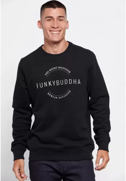 Sweatshirts & Hoodies Wholesome Men's Crew Neck Printed Sweatshirt Funky-Buddha Black