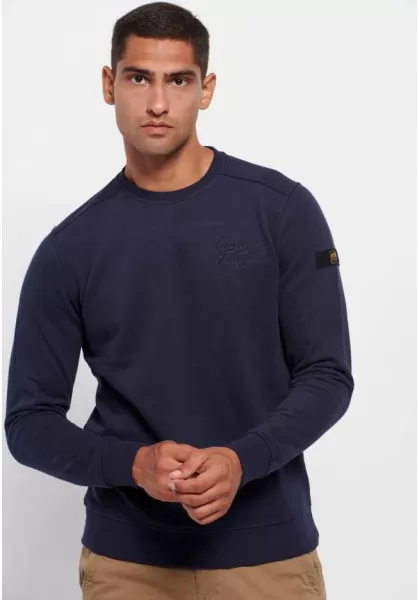 Men's Navy Funky-Buddha Crew Neck Sweater Garage 55 Sweatshirts & Hoodies Superior