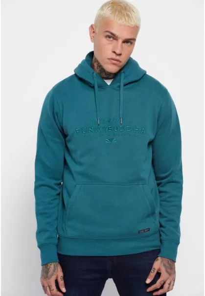 Sweatshirts & Hoodies Overhead Hoodie With Embroidered Logo Pioneer Ocean Green Funky-Buddha Men's