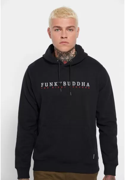 Overhead Hoodie With Funky Buddha Embroidery Funky-Buddha Black Distinct Sweatshirts & Hoodies Men's