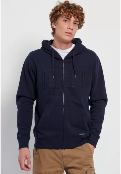 Funky-Buddha Navy Zip-Up Hoodie With Embroidered Logo Men's Sweatshirts & Hoodies Modern